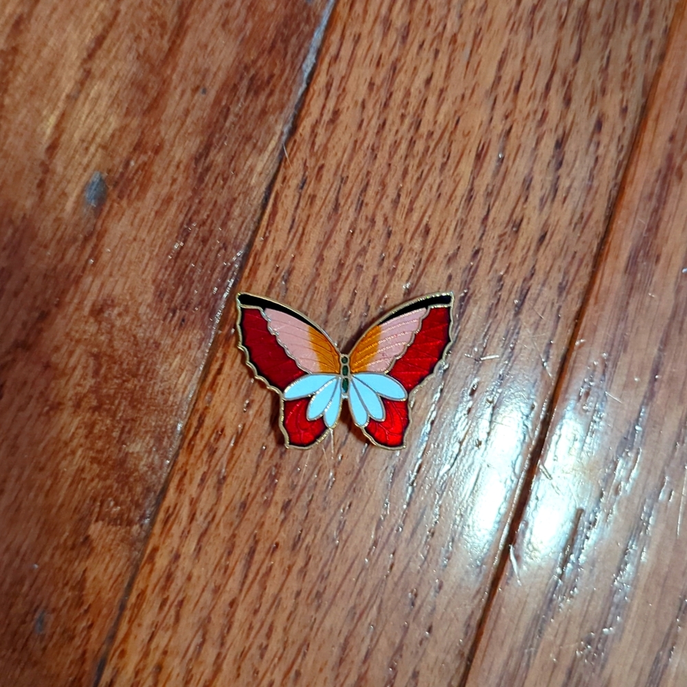 Glazed Butterfly Mosaic Women's Brooch Gold